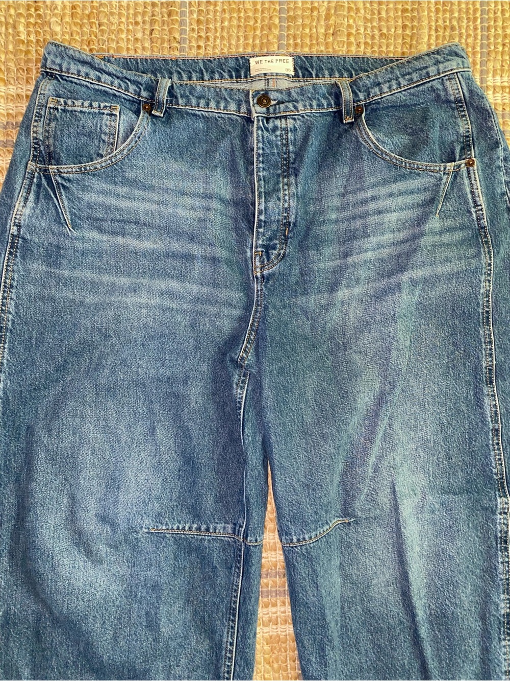 We The Free x Revolve $128 Good Luck Mid-Rise Barrel Jeans  35” Waist EUC - Picture 8 of 16